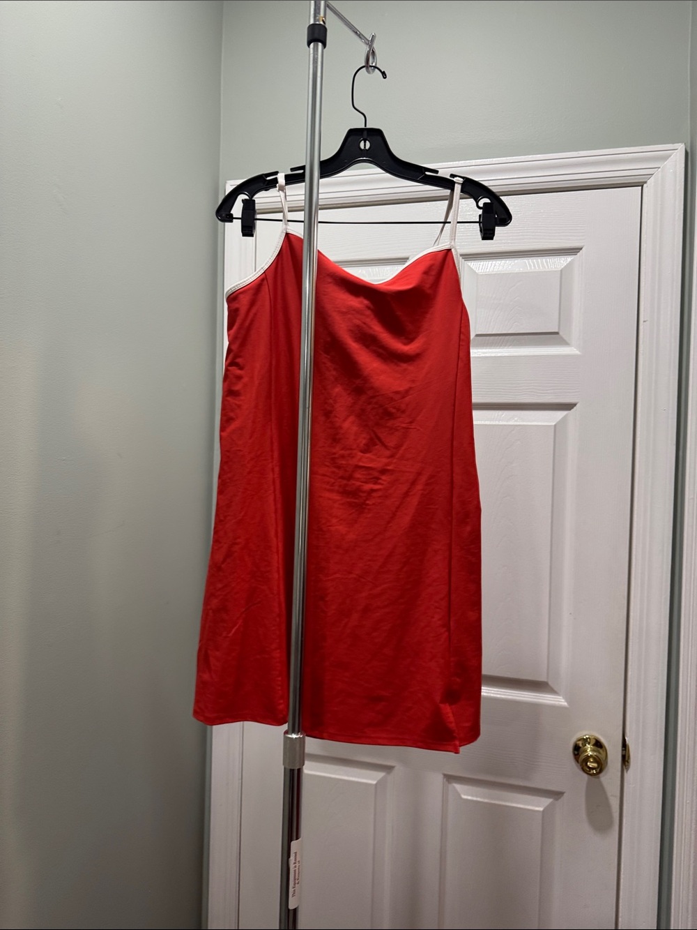 Old Navy Red Mini Slip Skirt with White Trim